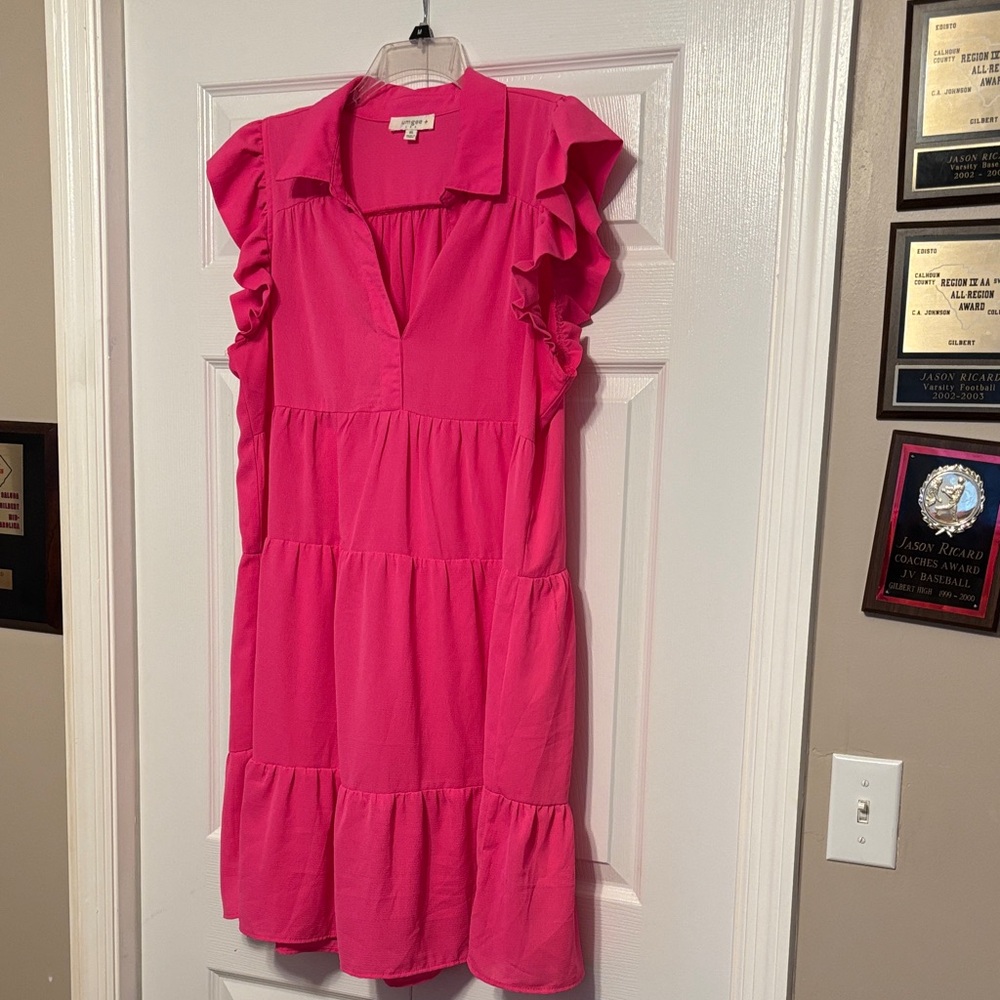 Umgee Fuchsia Ruffled Mini Dress